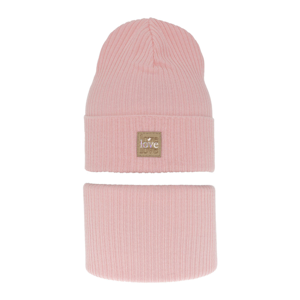 Осенне-весенний комплект для девочки: шапка и фуражка розового цвета Furora