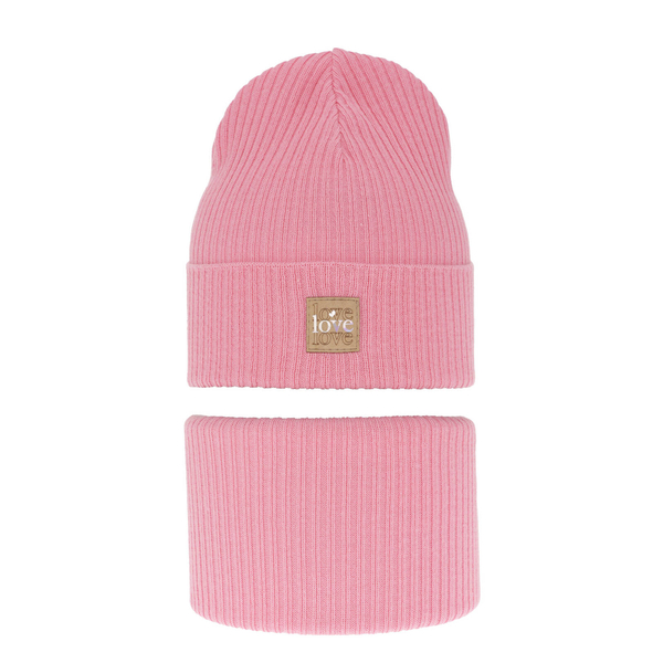 Осенне-весенний комплект для девочки: шапка и фуражка розового цвета Furora
