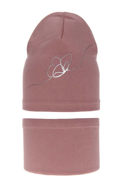 Осенне-весенний комплект для девочки: шапка и хлопковый шаровар Вересковая юла