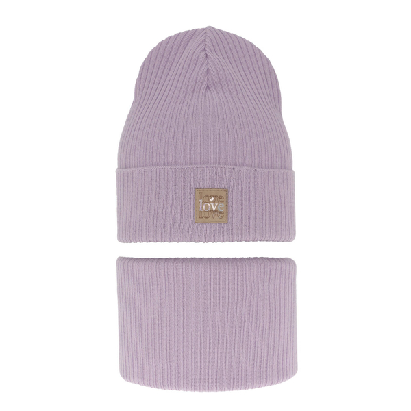 Осенне-весенний комплект для девочки: шапка и кашне фиолетового цвета Furora