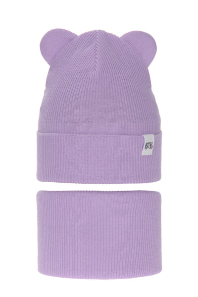 Осенне-весенний комплект для девочки: шапочка и дымоход фиолетового цвета Kajra