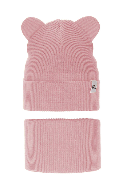 Осенне-весенний комплект для девочки: шапочка и дымоход розового цвета Kajra