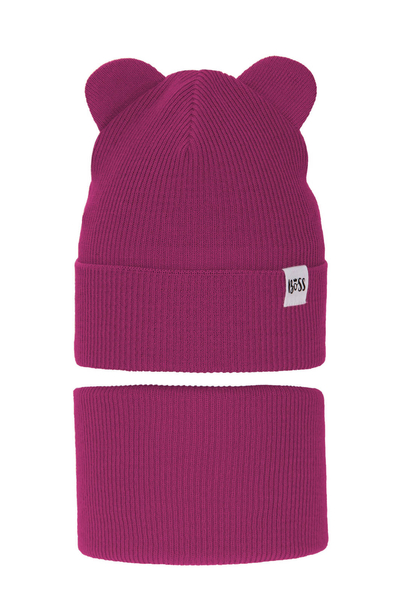 Осенне-весенний комплект для девочки: шапочка и дымоход розового цвета Kajra