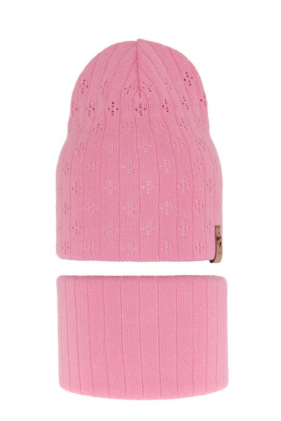 Осенне-весенний комплект для девочки: шапочка и труба розовая Felicity