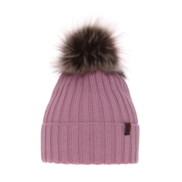Женская зимняя шапка из мериносовой шерсти фиолетового цвета Texa