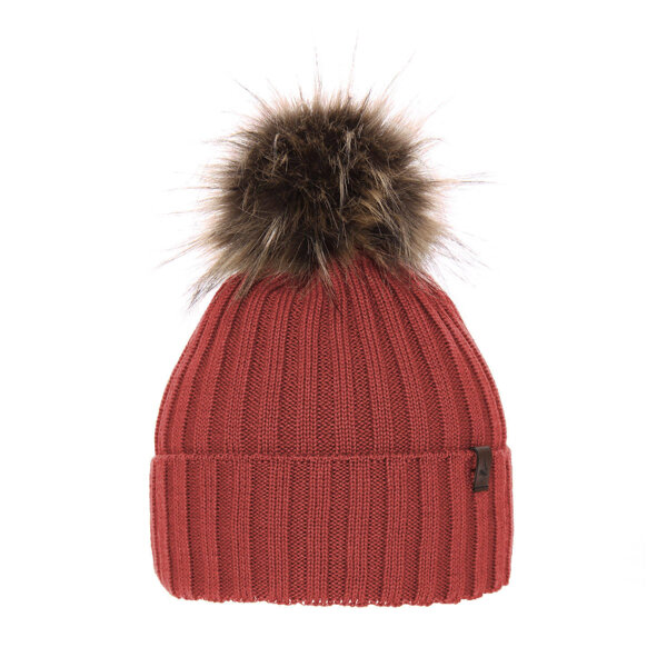 Женская зимняя шапка Texa из шерсти мериноса красного цвета