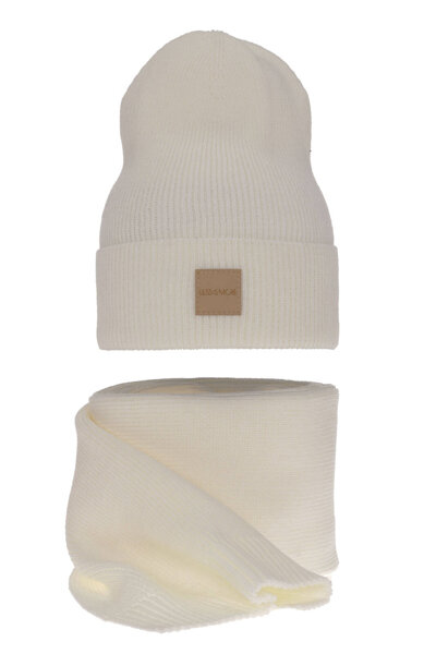 Женский весенне-зимний комплект: шапка и шарф кремовый Nathalie