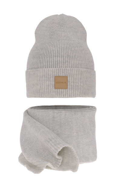 Женский весенне-зимний комплект: шапка и шарф серый Nathalie