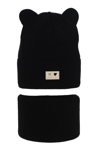 Зимний комплект для девочки: шапка и дымоход черный Xantia