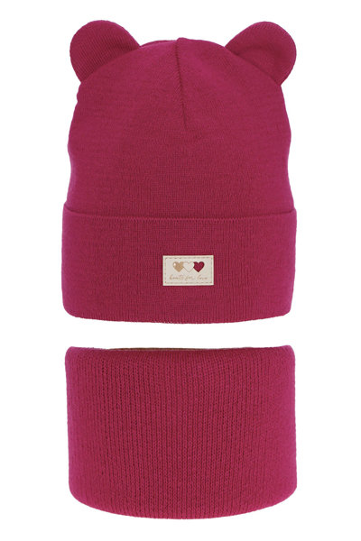 Зимний комплект для девочки: шапка и дымоход розового цвета Xantia