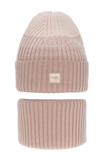 Зимний комплект для девочки: шапка и труба розового цвета Tasha